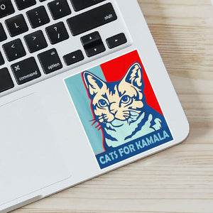 Cats for Kamala Harris Waterproof Laptop Water Bottle Vinyl Sticker