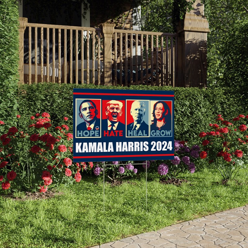 Hope Hate Heal Grow Kamala Harris 2024, Kamala Harris Sign, Vote Kamala, Election 2024