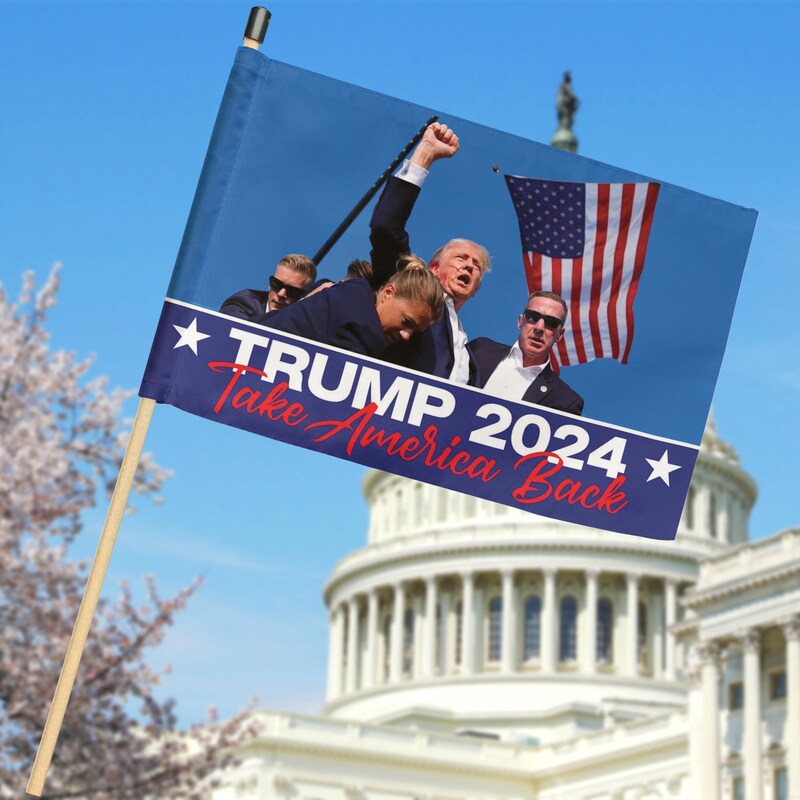 Trump 2024 Take America Back, Two Sides Hand Flag, Gift For Trump Supporters, Election 2024