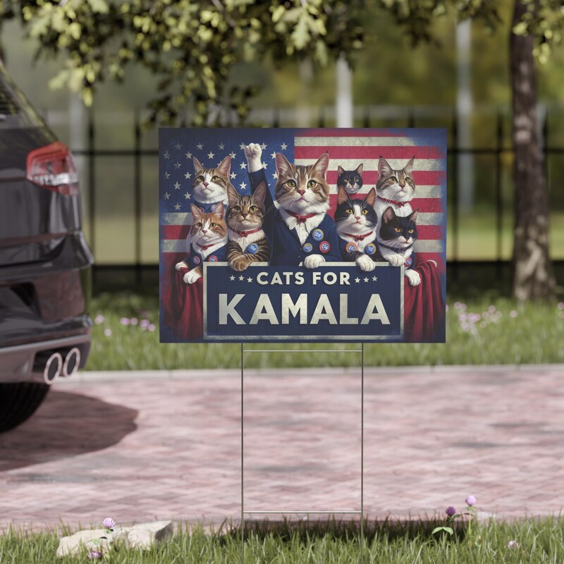 Cats For Kamala US Flag Yard Signs, Kamala Harris Sign, Vote Kamala, Election 2024