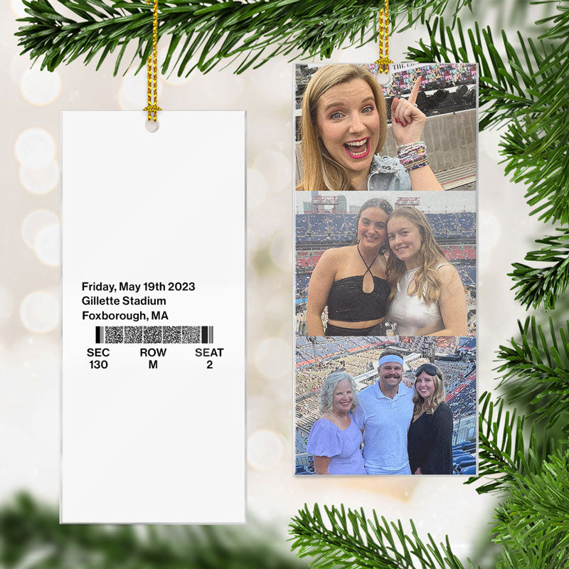 Custom Photo Ticket Style Ornament, Personalized Acrylic Ornaments 2 Sides