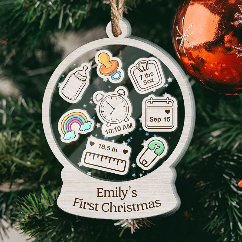 Baby's First Christmas, Personalized 3 Layers Shaker Ornament, Custom Gift for Baby