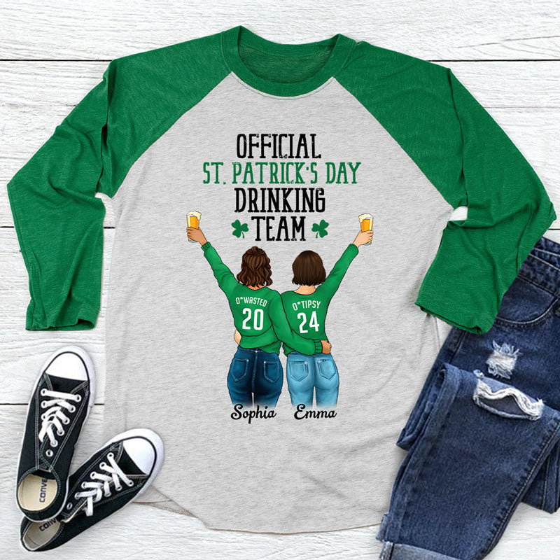 Official St. Patrick's Day Drinking Team Personalized St. Patrick's Day Unisex Raglan Shirt