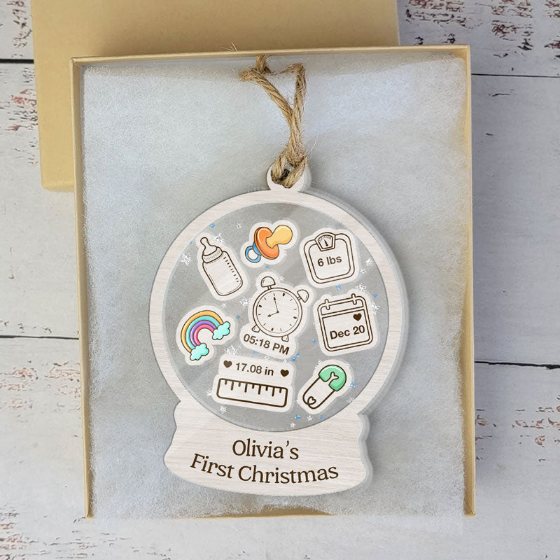 Baby's First Christmas, Personalized 3 Layers Shaker Ornament, Custom Gift for Baby