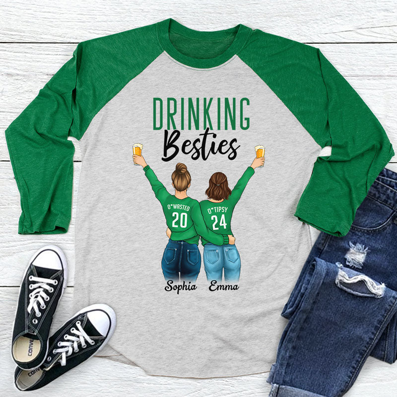 Drinking Bestie Personalized St. Patrick's Day Unisex Raglan Shirt