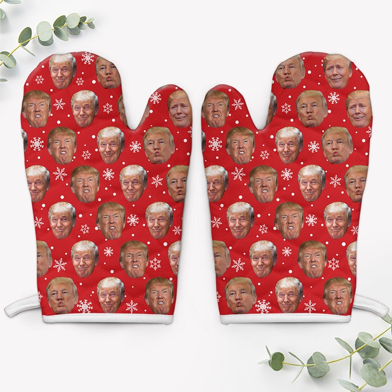 Custom Funny Trump Face Oven Mitts, Personalized Oven Mitt, Birthday Gift, Gift For Trump Supporters, Election 2024