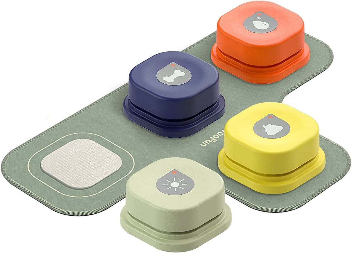 Dog Button Record Talking Pet Communication Vocal Training Interactive Toy Bell Ringer With Pad and Sticker, Pet Accessories