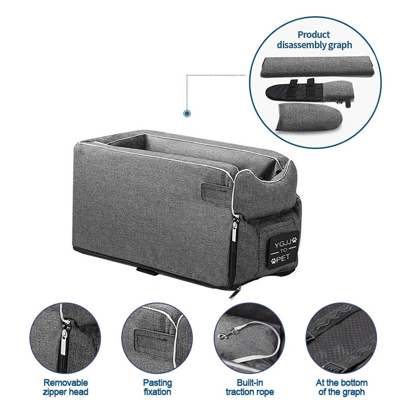Portable Cat Dog Bed Travel Central Control Car Safety Pet Seat, Pet Accessories