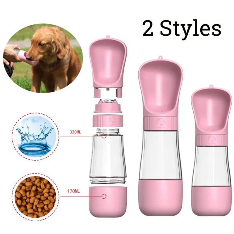 Dog Travel Water & Feeder Bottle, Outdoors Travel Portable With Bowl Multifunction, Pet Accessories