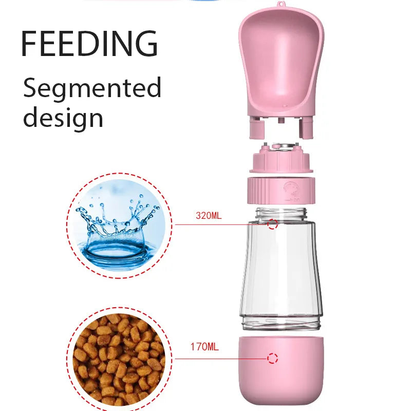 Dog Travel Water & Feeder Bottle, Outdoors Travel Portable With Bowl Multifunction, Pet Accessories