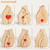 Personalized Custom Bear Family Wooden Puzzle DIY Engraving Name Sculpture Home Decor