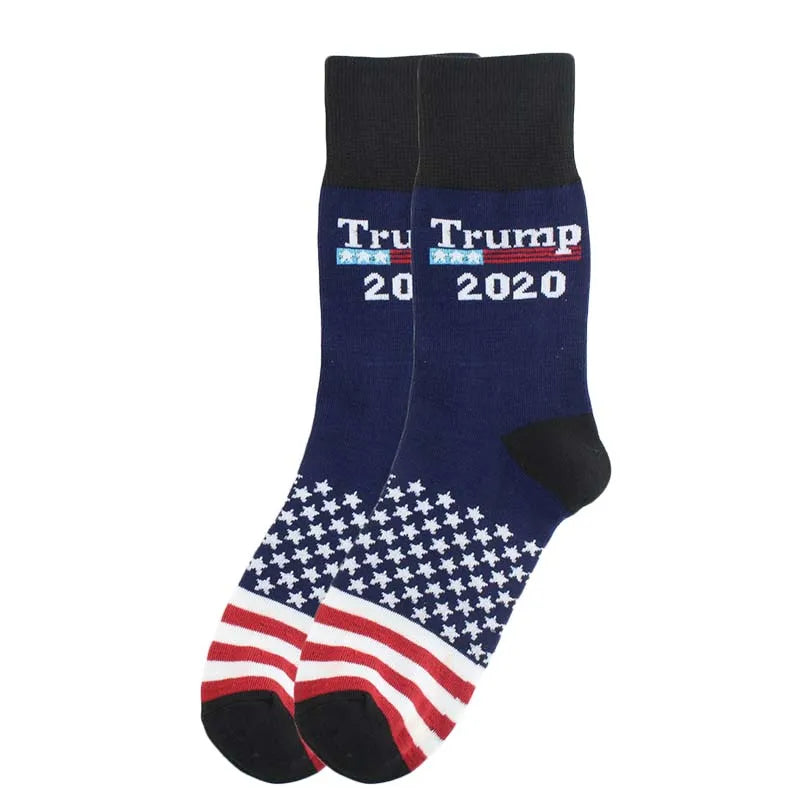 American Flag Jacquard Design, Hip Hop Style Crew Meias for Men, President Trump Enthusiasts, Socks and Shoes Essentials Gifts For Trump Fans