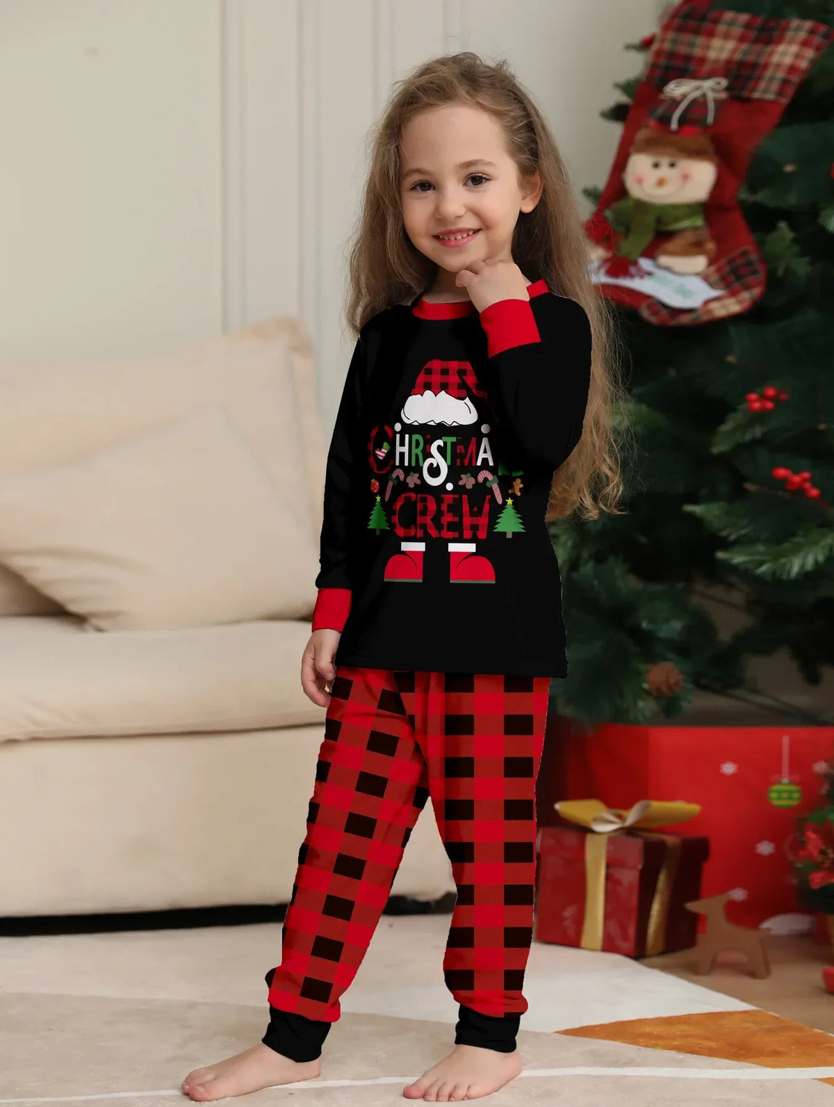 Family Matching Christmas Pajamas Sets - A-Z Alphabet, 2024 Holiday Pjs, Long Sleeve Top & Pants