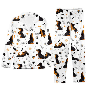 Pajamas Dachshund Pattern Print, Gift For Dog Lovers, Christmas Pajamas, Christmas Sleepwear