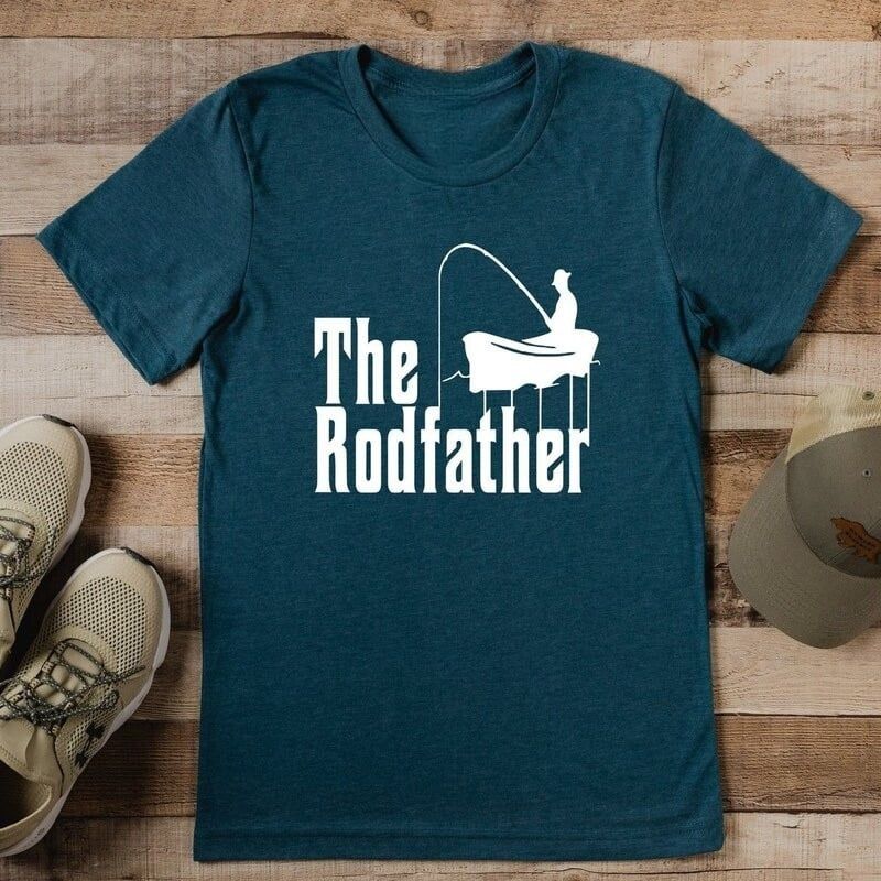 The Rodfather Shirt, Fishing Dad Dark T-Shirt, Funny Fisherman Tee, Fathers Day Gift
