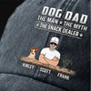 The Man The Myth The Snack Dealer, Personalized Washed Cap, Custom Gifts For Dog Dad