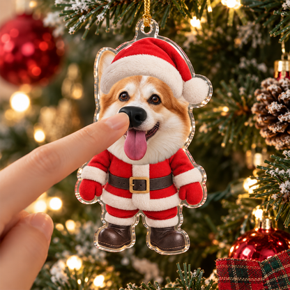 Custom Photo Dog Ornament Nose Squishy, Personalized Shape Ornaments, Christmas Ornament