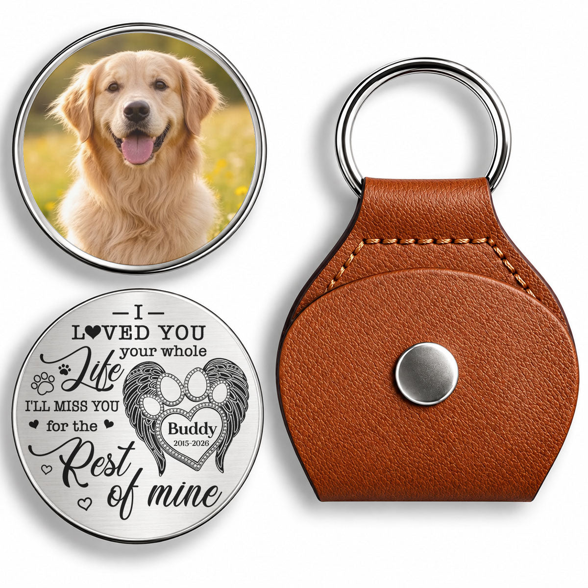 I Will Miss You, Personalized Pocket Hug, Pet Memorial Gift For Dog Lover, Custom Photo
