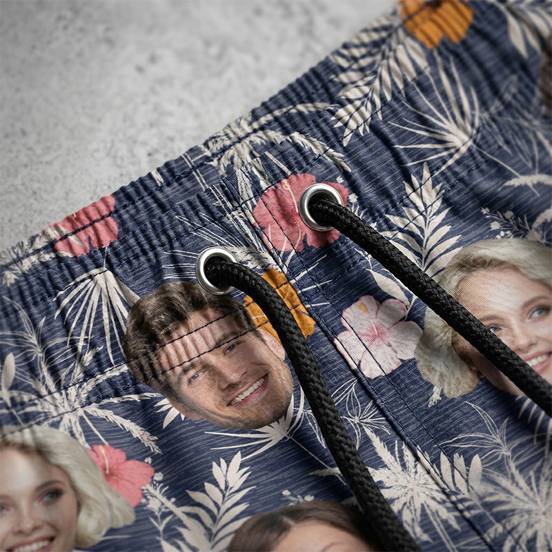 Custom Face Hawaiian Pattern, Personalized Beach Shorts, Custom Photo