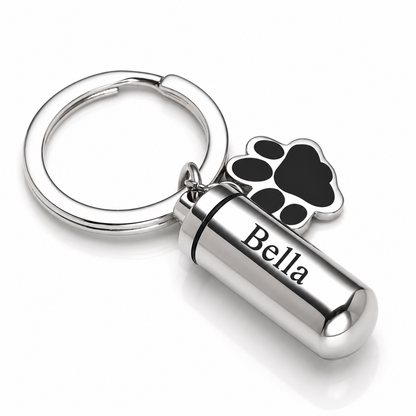 Personalized Dog Ashes Keepsake Keyring – Custom Pet Cremation Urn Memorial Keychain