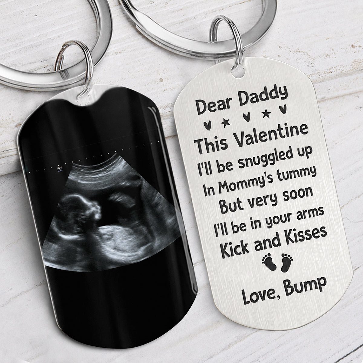 Snuggled Up, Personalized Ultrasound Photo Keychain, Gift For Father To Be