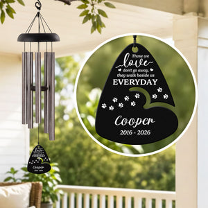 Walk Beside Us Everyday, Personalized Memorial Wind Chimes With Guitar Pick Sail, Custom Name And Date