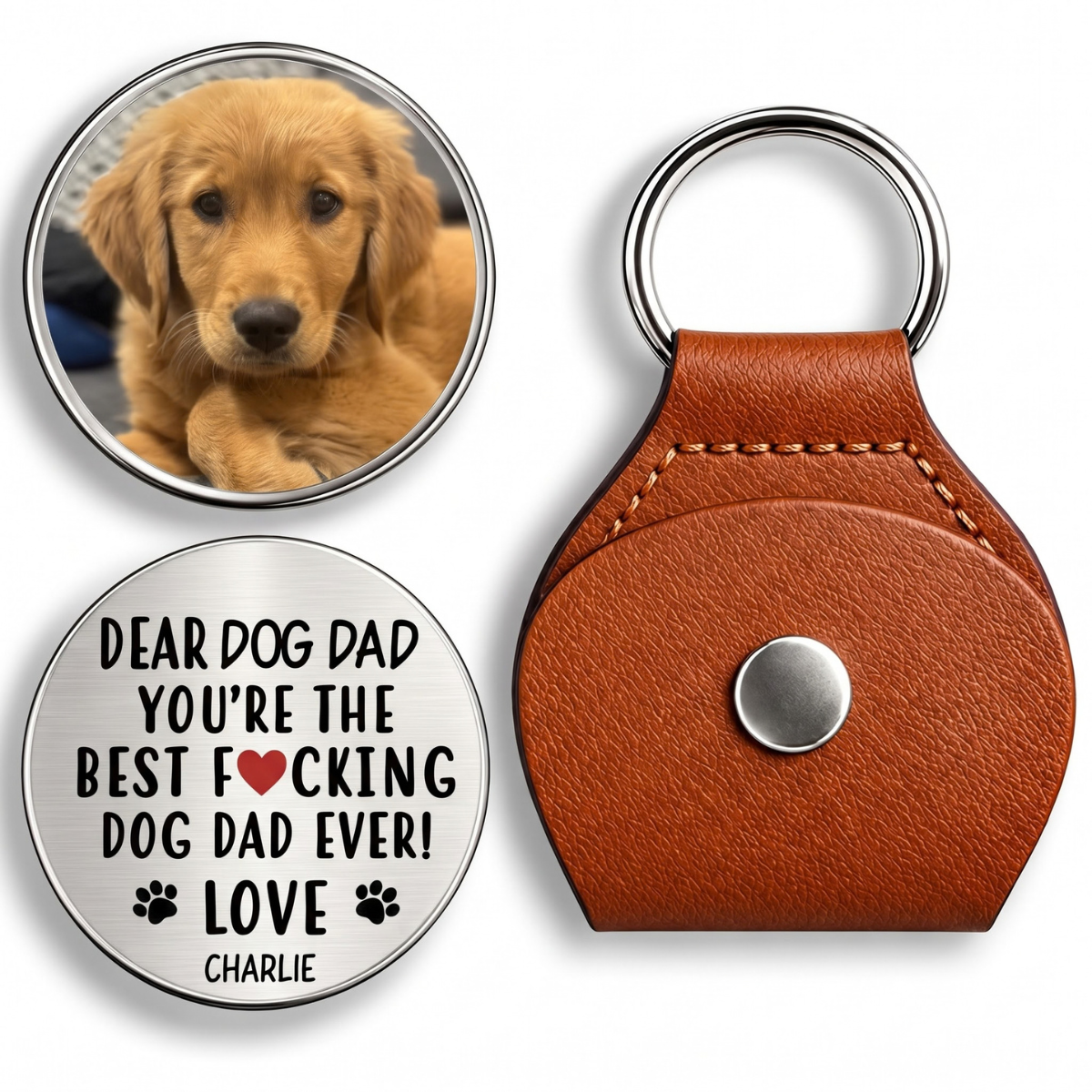 Best Dog Dad Ever, Personalized Pocket Hug, Gifts For Pet Lovers, Custom Photo