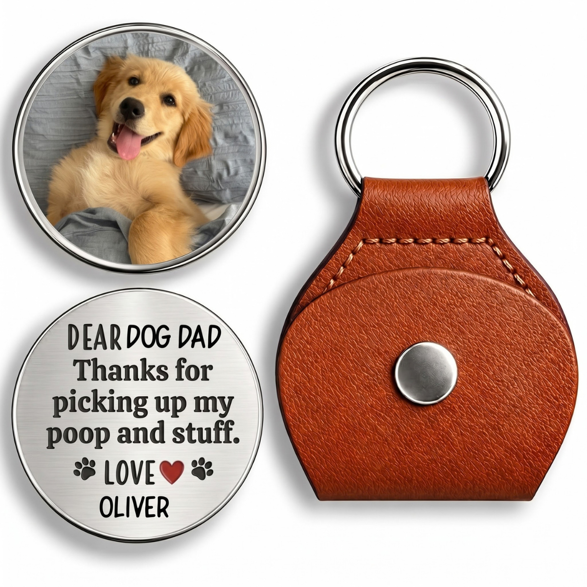 Personalized Dog Dad Pocket Hug Token - Picking Up My Poop, Photo Keepsake Gift for Him