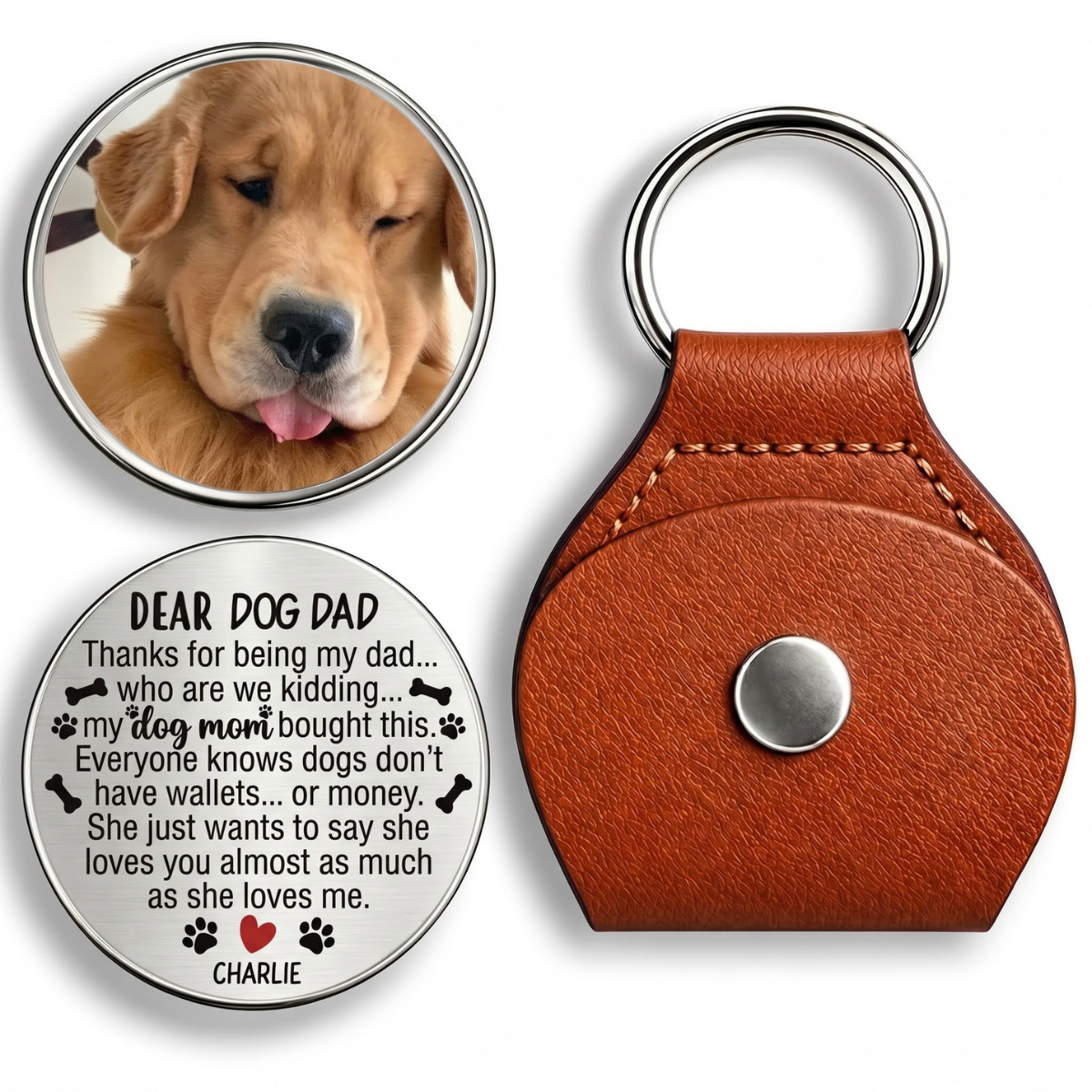 Personalized Dog Dad Pocket Hug Token - Thanks For Being My Dad, Photo Keepsake Gift for Him