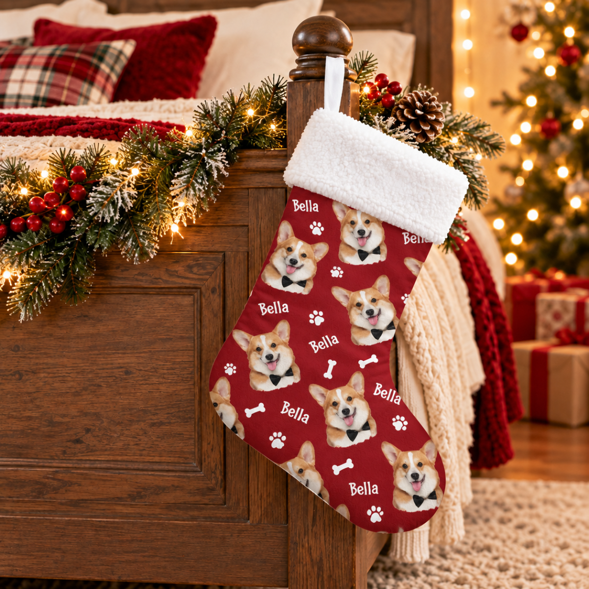 Personalized Dog Christmas Stockings, Custom Photo And Name, Custom Christmas Socks