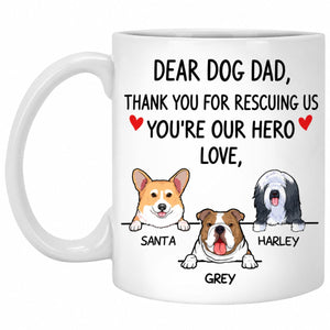 Personalized Dog Dad Mug - Thank You For Rescuing Me Gift From the Dog, Custom Dog Breed & Name