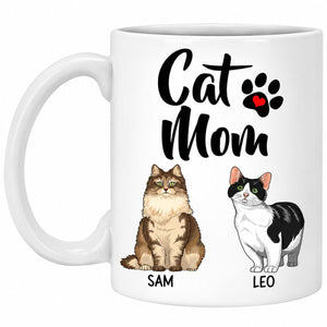Cat Mom, Personalized Coffee Mug, Custom Gift for Cat Lovers