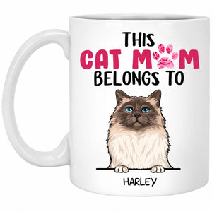 This Cat Mom Belongs To, Custom Coffee Mug, Personalized Gifts for Cat Lovers