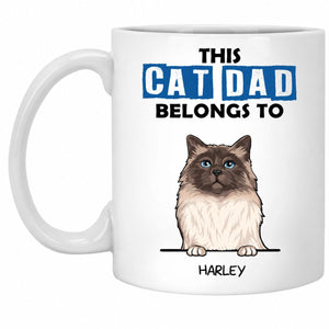This Cat Dad Belongs To, Custom Coffee Mug, Personalized Gifts for Cat Lovers, Father's Day Gift