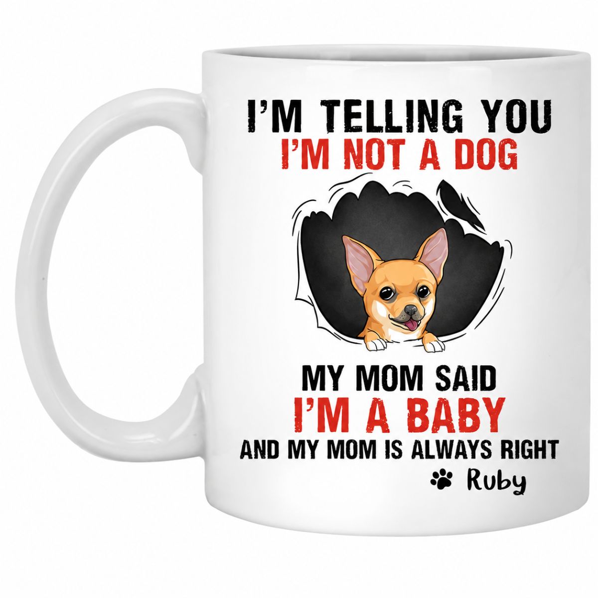 Funny dog mom mug, personalized gift for dog lovers - My mom said, custom coffee cup