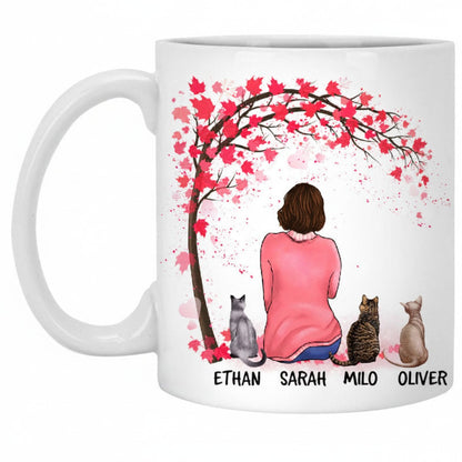 Life Is Purrfect With Cats, Red Tree, Personalized Mugs, Custom Gifts for Cat Lovers