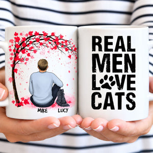 Real Men Love Cats, Man Red Tree, Personalized Mugs, Custom Gifts for Cat Lovers