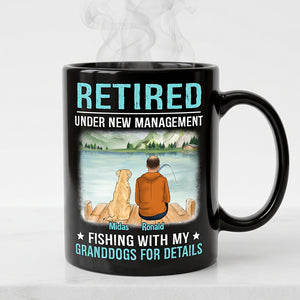 Personalized Retirement Gift for Grandpa, Fishing Mug - Retired Fishing With Granddogs