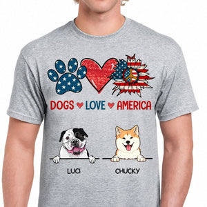 Dogs Love America, Personalized Custom Shirt, Custom Gift for Dog Lovers, Personalized Gift, Custom Tee