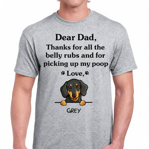 Personalized Dog Dad Shirt - Thanks For All The Belly Rubs Funny Gift From the Dog, Custom Dog Breed & Name