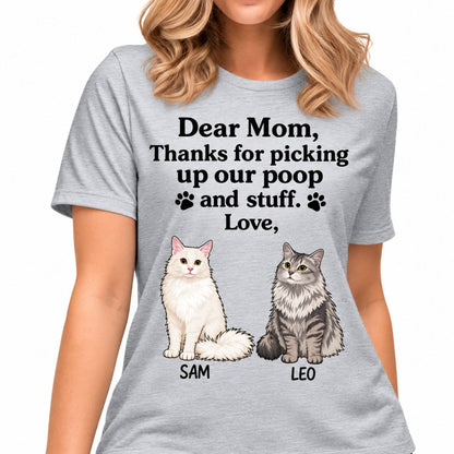 Thanks For Picking Up Our Poop And Stuff, Funny Personalized Shirt, Custom Gift for Cat Lovers, Custom Tee