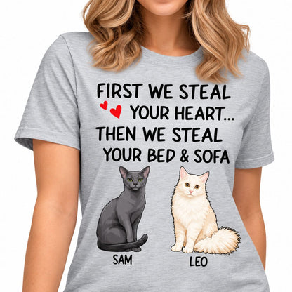 Steal Your Heart, Funny Personalized Shirt, Custom Gift for Cat Lovers, Custom Tee