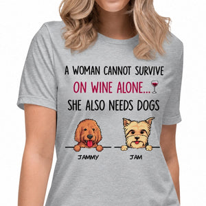 Funny dog shirt, personalized gift for dog lovers - A woman cannot survive, custom t-shirt for dog lovers