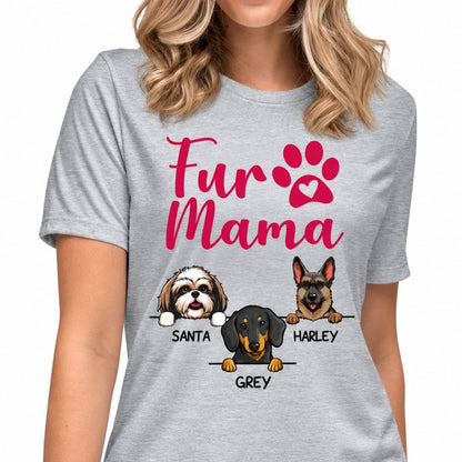 Personalized dog mom shirt, gift for dog lovers - Fur mama, custom t-shirt for dog lovers