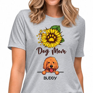 Funny dog mom shirt, personalized gift for dog lovers - Dog mom sunflower, custom t-shirt for dog lovers
