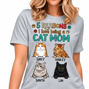 Reasons Being A Cat Mom, Custom Shirt, Personalized Gifts for Cat Lovers