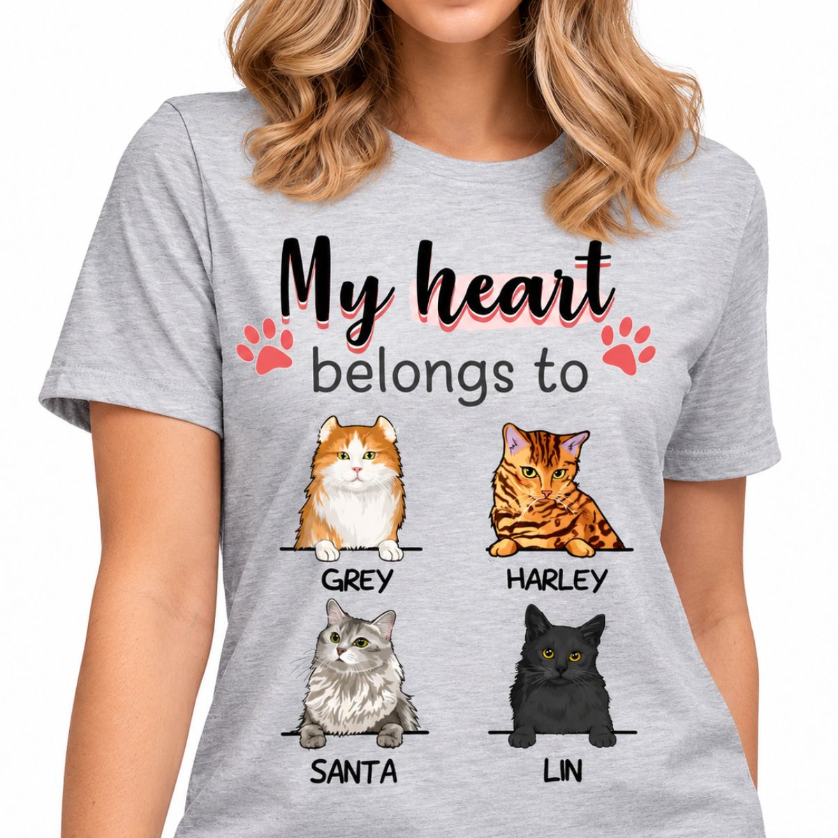 My Heart Belongs To, Custom Shirt, Personalized Gifts for Cat Lovers