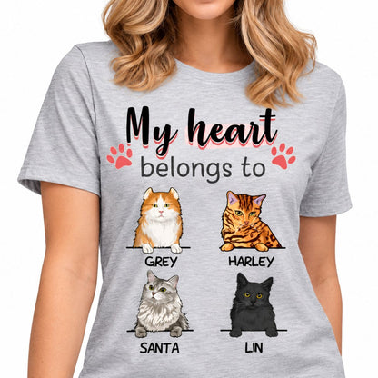 My Heart Belongs To, Custom Shirt, Personalized Gifts for Cat Lovers