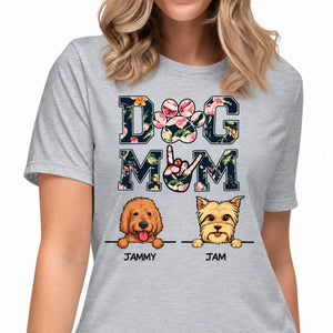 Funny dog mom shirt, personalized gift for dog lovers - Pink flower, dog mom, custom t-shirt for dog lovers