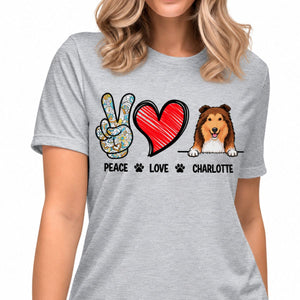 Funny dog shirt, personalized gift for dog lovers - Peace love, custom t-shirt for dog lovers